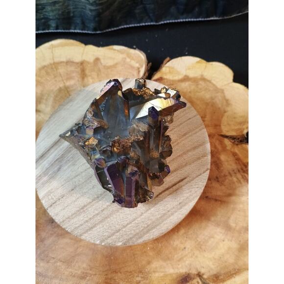 Rainbow Aqua Aura Quartz Crystal Cluster Points Titanium Coating .95lbs - Picture 13 of 16